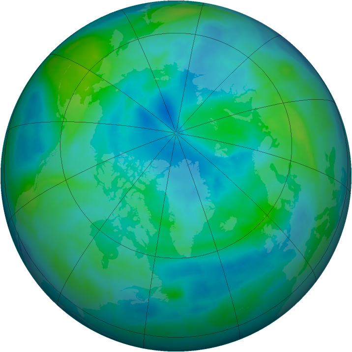 Arctic ozone map for 03 October 2009